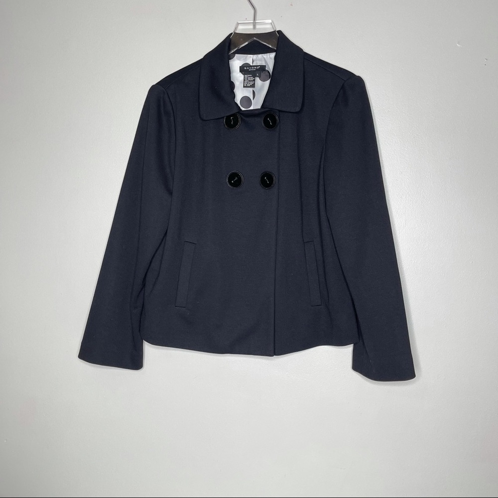 SANDRO Black Blazer with Polka Dot Lining